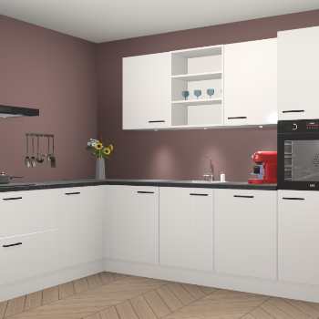 Zijdegrijze hoogglans keuken Gotenburg 115088