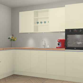 Magnolia greeploze hoogglans keuken Gotenburg 115095