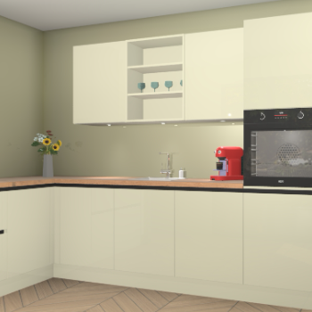 Magnolia greeploze hoogglans keuken Gotenburg 115098