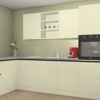 Magnolia greeploze hoogglans keuken Gotenburg 115136