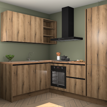 Goud Eiken greeploze keuken Boekarest 115340