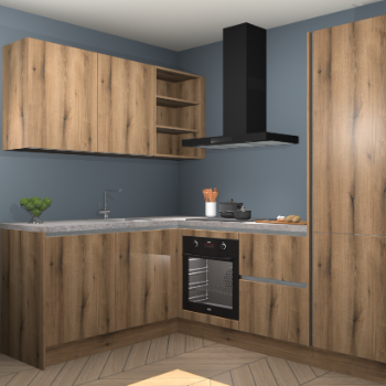 Goud Eiken greeploze keuken Boekarest 115526