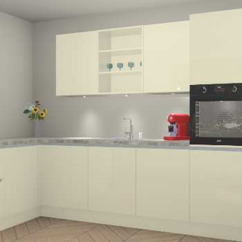 Magnolia greeploze hoogglans keuken Gotenburg 115175