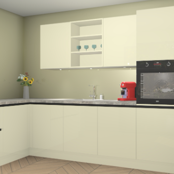 Magnolia greeploze hoogglans keuken Gotenburg 115179