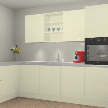 Magnolia greeploze hoogglans keuken Gotenburg 115189