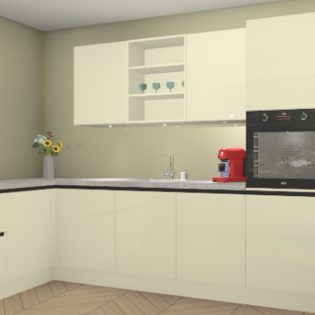 Magnolia greeploze hoogglans keuken Gotenburg 115192