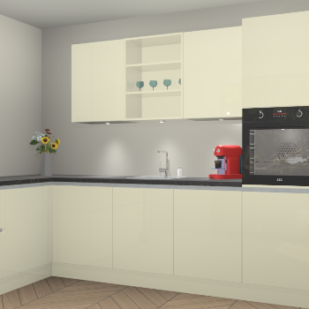 Magnolia greeploze hoogglans keuken Gotenburg 115273