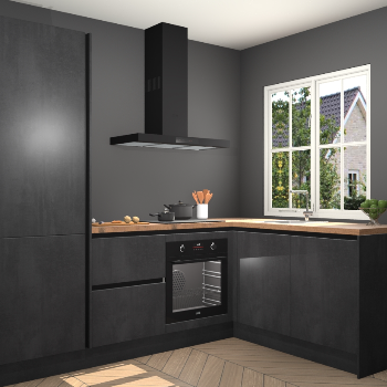 Beton Zwarte greeploze keuken Linz 115608