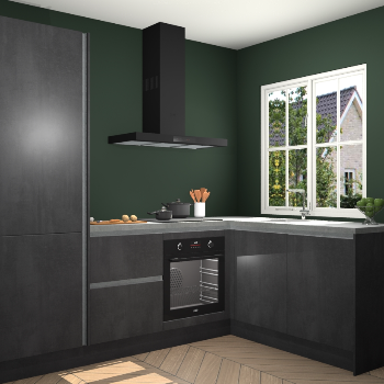 Beton Zwarte greeploze keuken Linz 115774