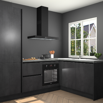 Beton Zwarte greeploze keuken Linz 115777