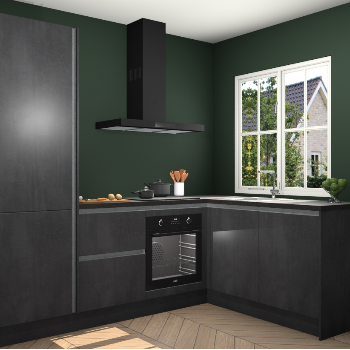 Beton Zwarte greeploze keuken Linz 115780