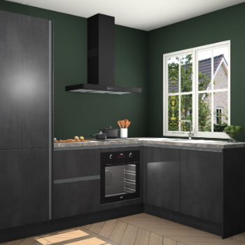 Beton Zwarte greeploze keuken Linz 115789