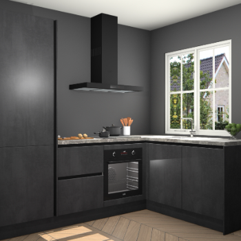 Beton Zwarte greeploze keuken Linz 115792