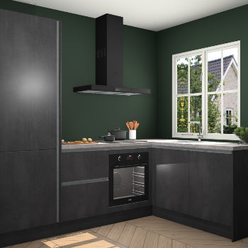 Beton Zwarte greeploze keuken Linz 115795