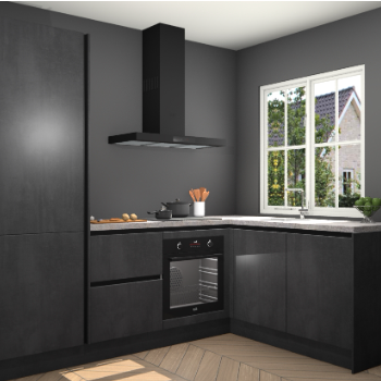 Beton Zwarte greeploze keuken Linz 115798