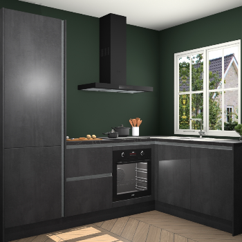 Beton Zwarte greeploze keuken Linz 115801