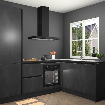 Beton Zwarte greeploze keuken Linz 115804