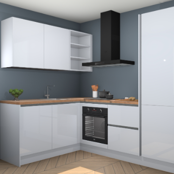 Sneeuwwitte hoogglans greeploze keuken Boekarest 115899