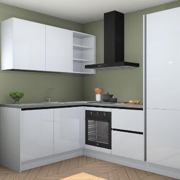 Sneeuwwitte hoogglans greeploze keuken Boekarest 115909