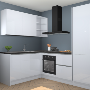 Sneeuwwitte hoogglans greeploze keuken Boekarest 115950