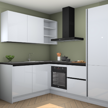 Sneeuwwitte hoogglans greeploze keuken Boekarest 115953