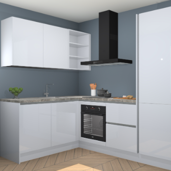 Sneeuwwitte hoogglans greeploze keuken Boekarest 115966