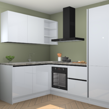 Sneeuwwitte hoogglans greeploze keuken Boekarest 115969