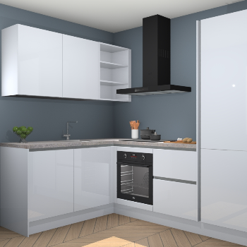 Sneeuwwitte hoogglans greeploze keuken Boekarest 115979