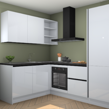 Sneeuwwitte hoogglans greeploze keuken Boekarest 115996