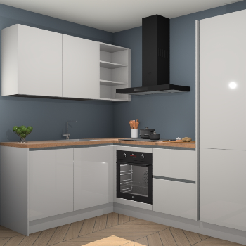 Zijdegrijze hoogglans greeploze keuken Boekarest 116019