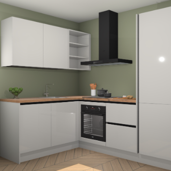 Zijdegrijze hoogglans greeploze keuken Boekarest 116022