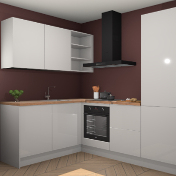 Zijdegrijze hoogglans keuken Boekarest 116023