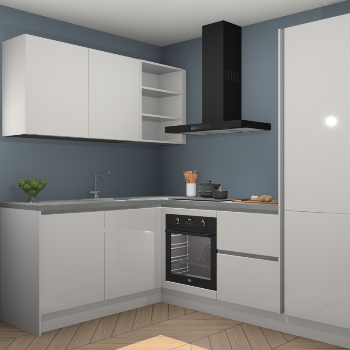 Zijdegrijze hoogglans greeploze keuken Boekarest 116073