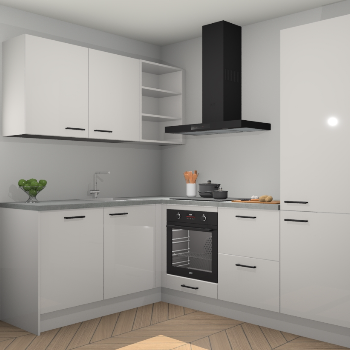 Zijdegrijze hoogglans keuken Boekarest 116074