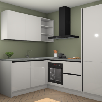 Zijdegrijze hoogglans greeploze keuken Boekarest 116076