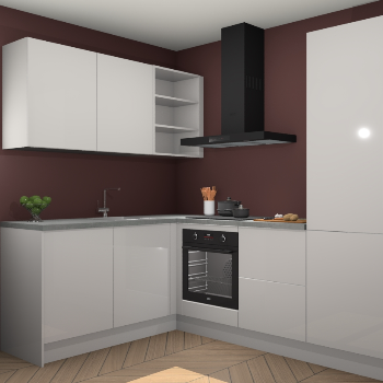 Zijdegrijze hoogglans keuken Boekarest 116077