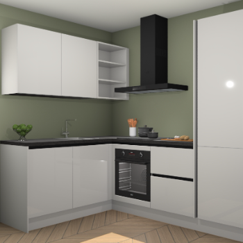 Zijdegrijze hoogglans greeploze keuken Boekarest 116126