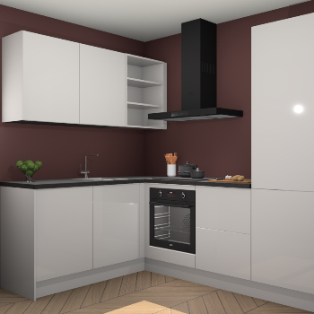 Zijdegrijze hoogglans keuken Boekarest 116127