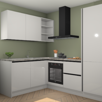 Zijdegrijze hoogglans greeploze keuken Boekarest 116133