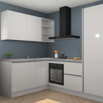 Zijdegrijze hoogglans greeploze keuken Boekarest 116146