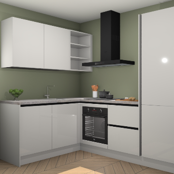 Zijdegrijze hoogglans greeploze keuken Boekarest 116149