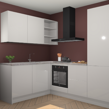 Zijdegrijze hoogglans keuken Boekarest 116150