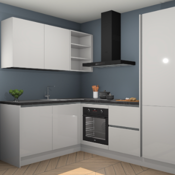 Zijdegrijze hoogglans greeploze keuken Boekarest 116153