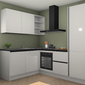 Zijdegrijze hoogglans greeploze keuken Boekarest 116156