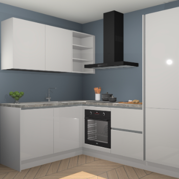 Zijdegrijze hoogglans greeploze keuken Boekarest 116130