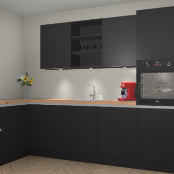 Zwarte greeploze keuken Gotenburg 116026