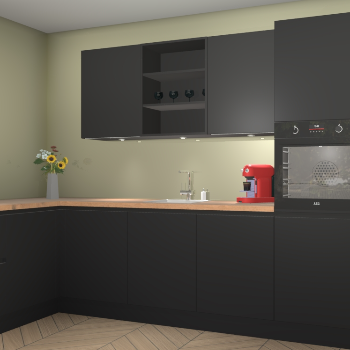 Zwarte greeploze keuken Gotenburg 116029
