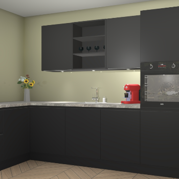 Zwarte greeploze keuken Gotenburg 116064