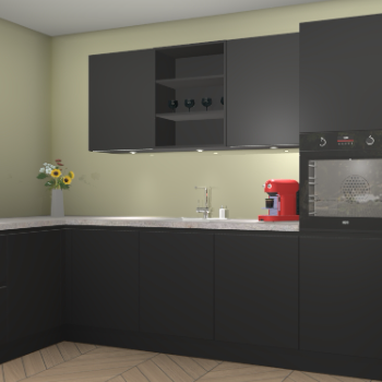 Zwarte greeploze keuken Gotenburg 116070