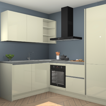 Magnolia hoogglans greeploze keuken Boekarest 116187